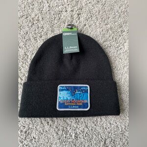 LL Bean Rocky Mountain National Park Black Beanie Stocking Cap New with Tags